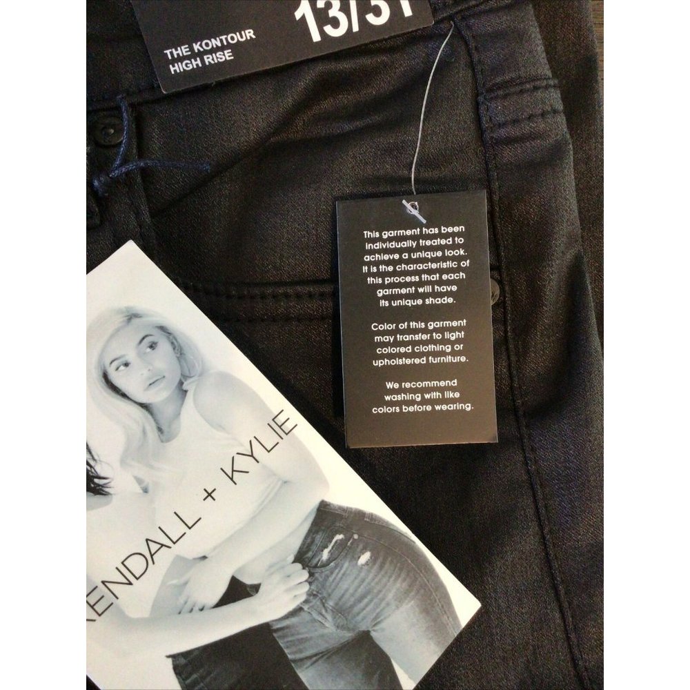 Kendall + Kylie Coated Black Kontour High Rise Pants, Sz 13/31 NWT - Picture 7 of 9
